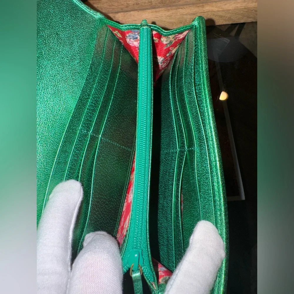 Gucci Green Long Wallet with Horsebit GG
